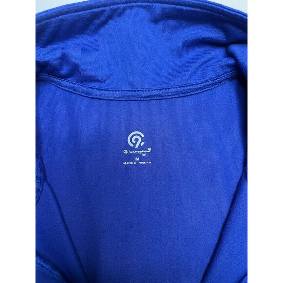 Champion Women's Duo Dry Athletic Shirt Half Zip Long Sleeve Pockets Blue Sz Med - Picture 7 of 7